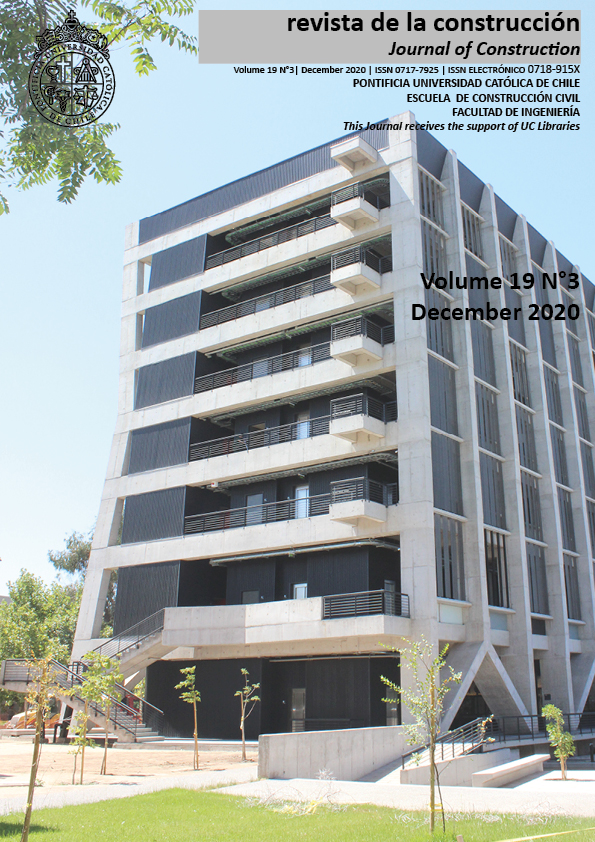 					View Vol. 19 No. 3 (2020): Revista de la Construcción. Journal of Construction
				